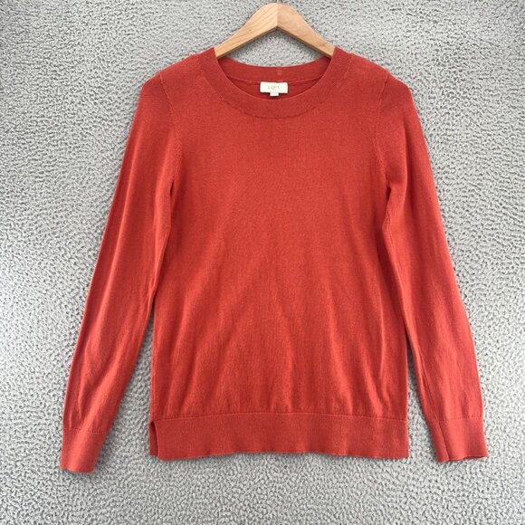 LOFT Sweater Womens Large Orange Knit Stretch Pullover Crew Neck Everyday Casual - Picture 1 of 9